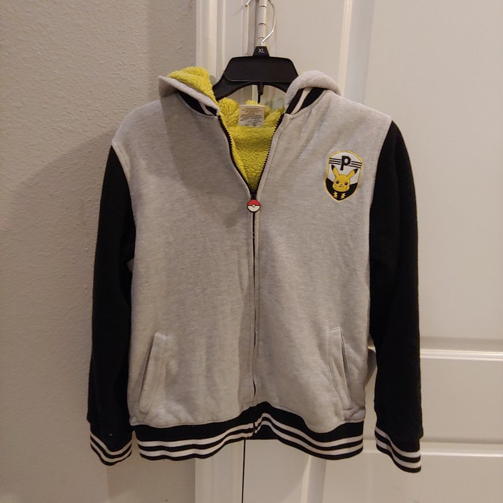 Nintendo Pokemon Pikachu Kids Varsity Jacket with Hoodie Size XL